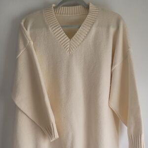 Cream V-Neck Women's Sweater